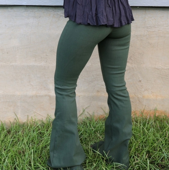 Olive Green Bell Bottom Flares - Picture 2 of 2